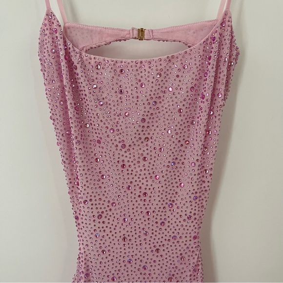 oh Polly US4 Lucienne Embellished Cut-Out 0102 Fishtail Maxi Dress Peony Pink - Picture 4 of 13